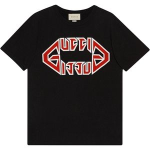 Black Gucci Metal T Shirt Top Size L